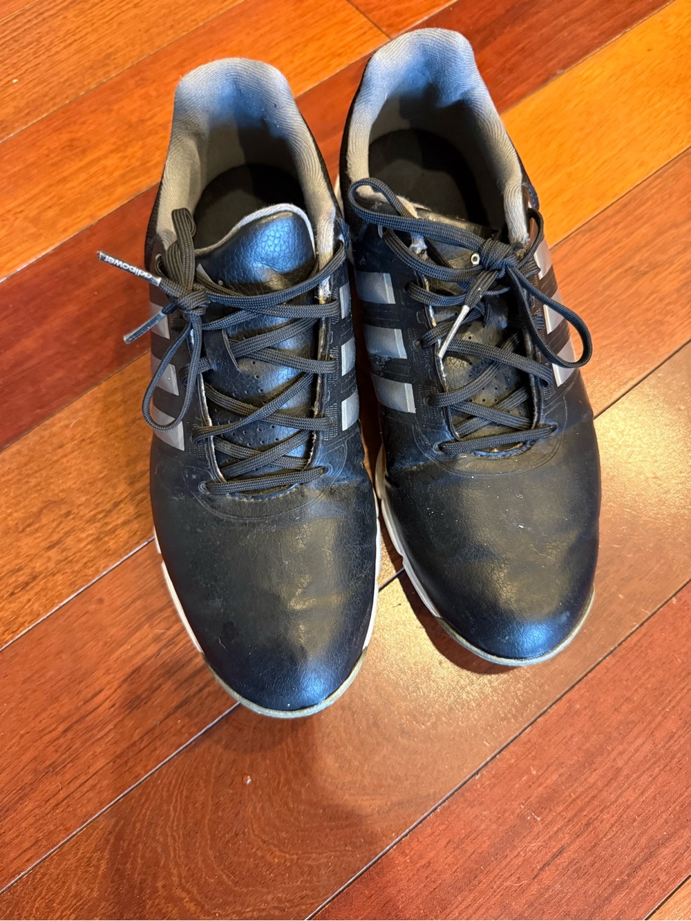 Men's Black Golf Sneakers with Gray Accents- Adidas